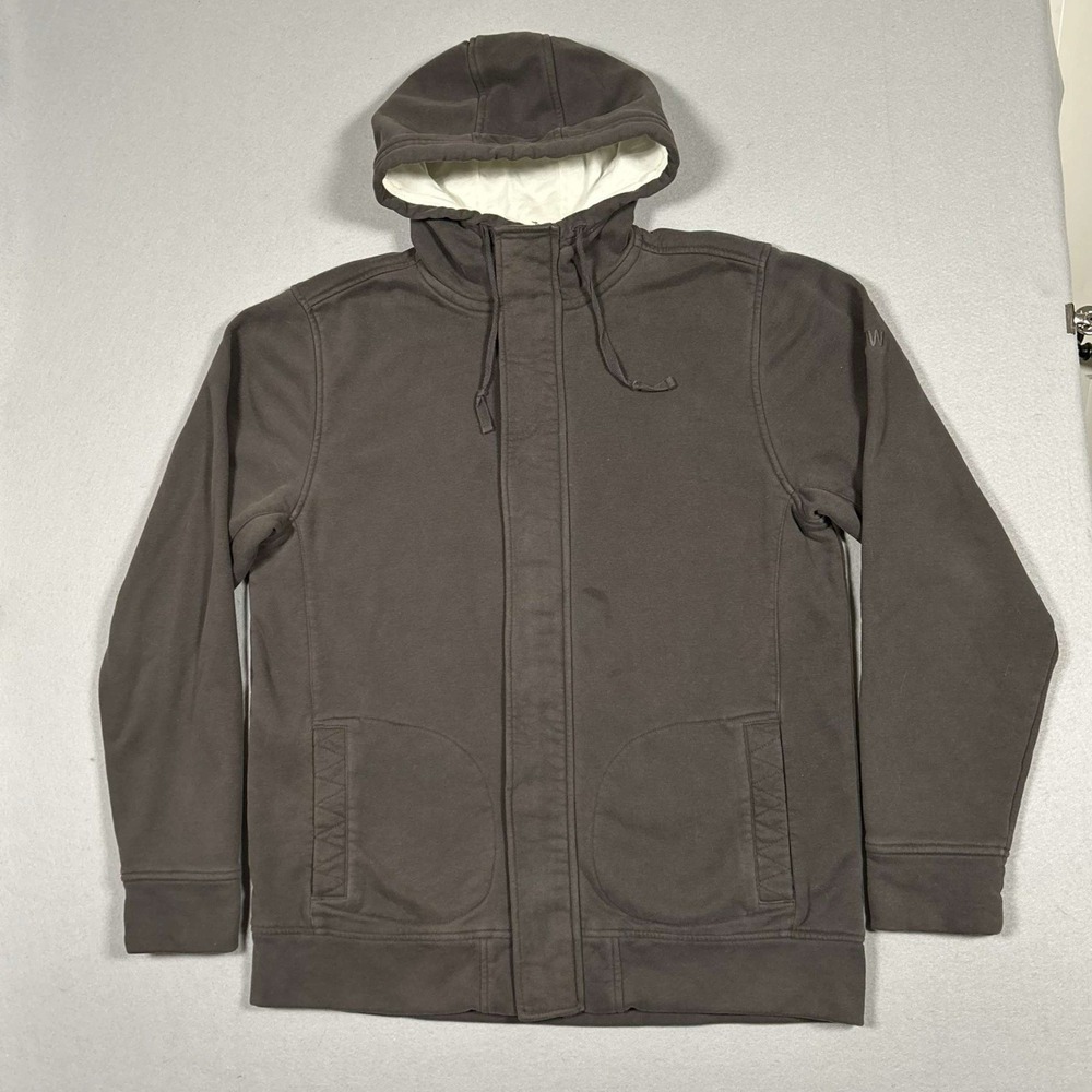 BMW Jacket Mens Large Full Zip Hooded Pockets Zipper Placket Drawstring Heavy L